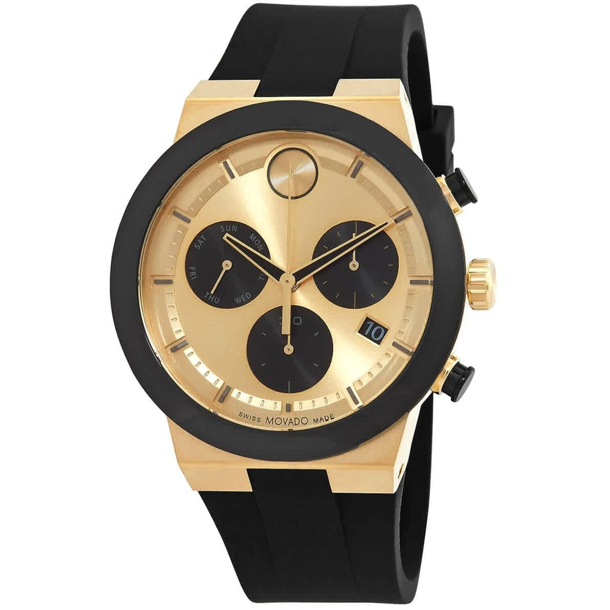 Movado Men's Watch - Bold Fusion Quartz Black and Gold Dial Silicone Strap | 3600895