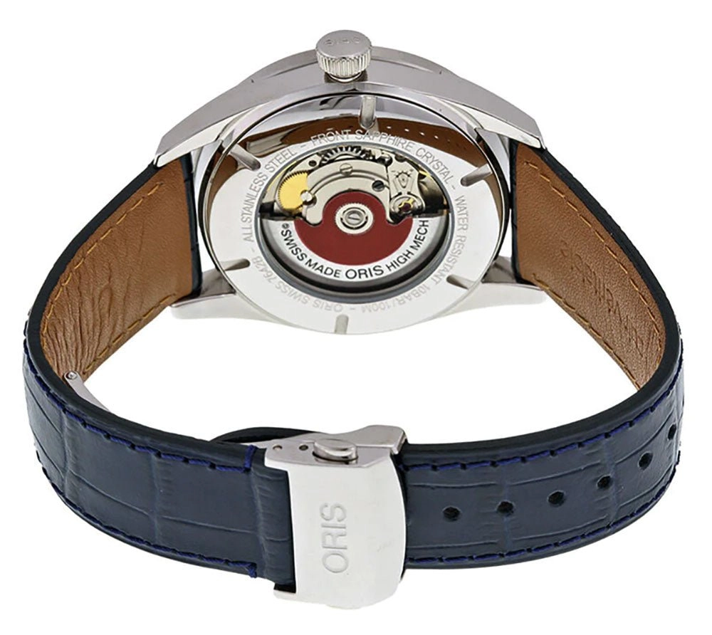 Oris Artix Automatic Stainless Steel Blue Dial Blue Leather Strap Date Mens Watch 733 7642 4035-07 5 21 85FC