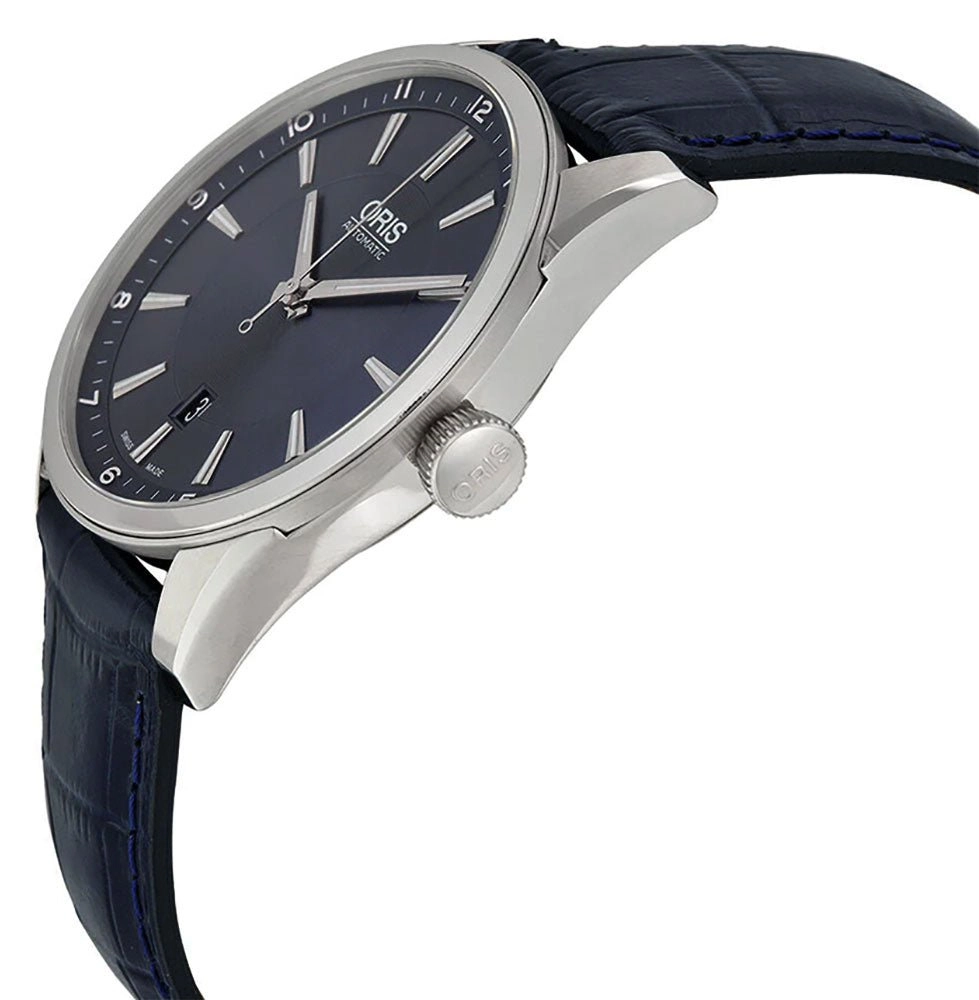 Oris Artix Automatic Stainless Steel Blue Dial Blue Leather Strap Date Mens Watch 733 7642 4035-07 5 21 85FC