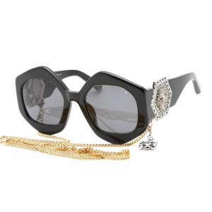 Philipp Plein Women's Sunglasses - Shiny Black Irregular Shape Frame | SPP102S 0700