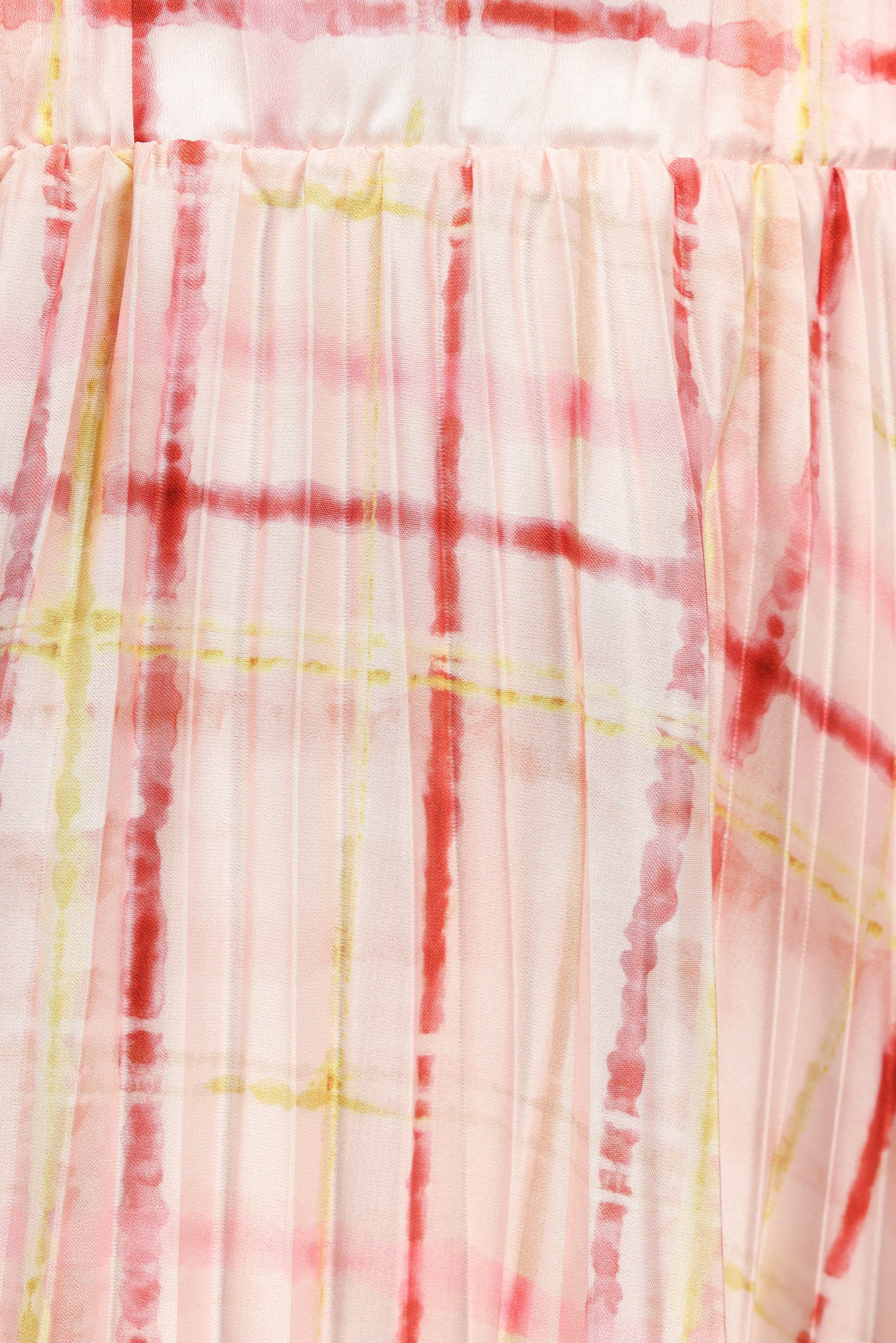 Polina Pleated Maxi Skirt - Sunset Check
