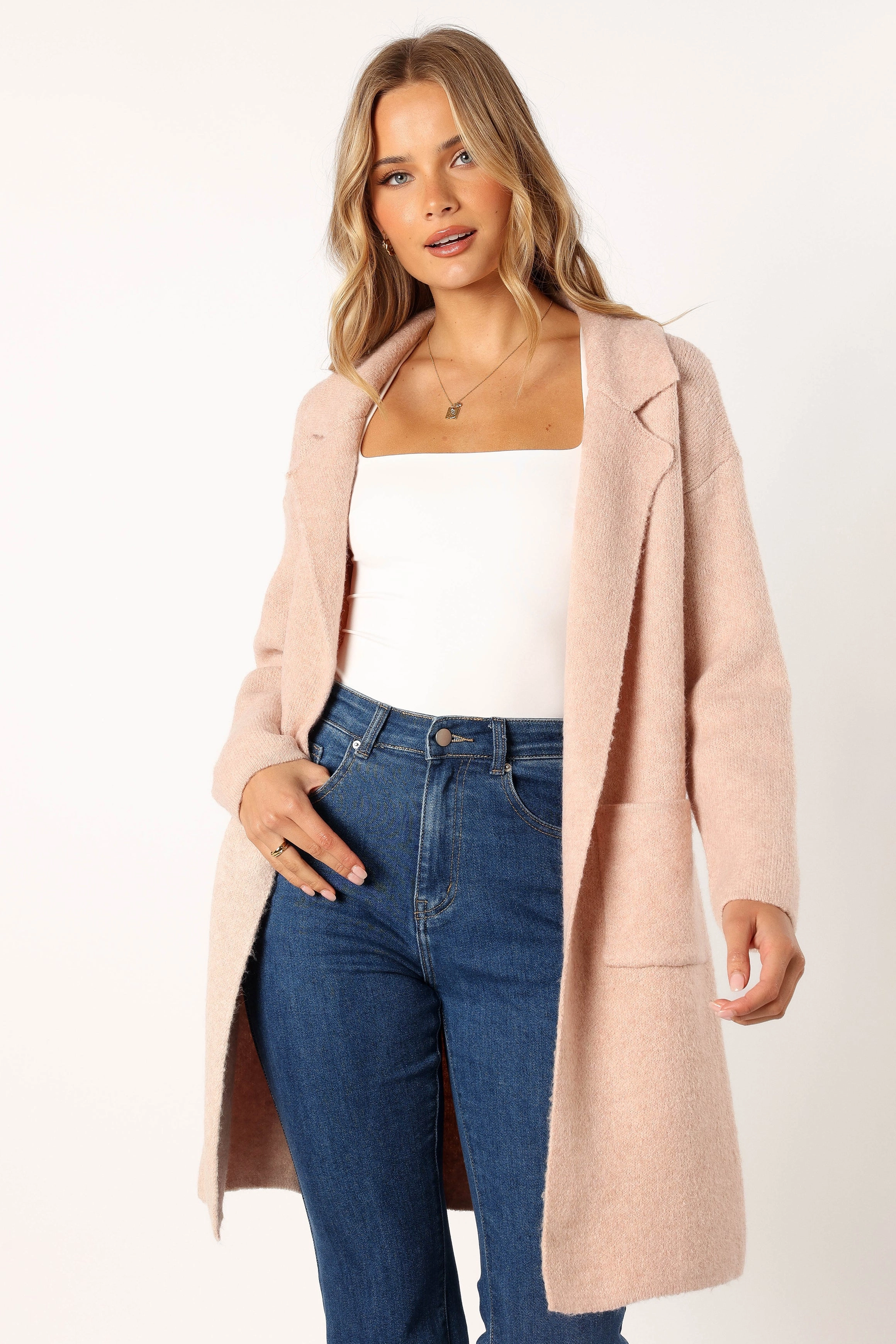 Skylar Open Front Coatigan - Blush