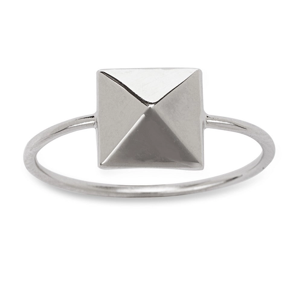 Sterling Silver Pyramid Style Square Ring - W-1334