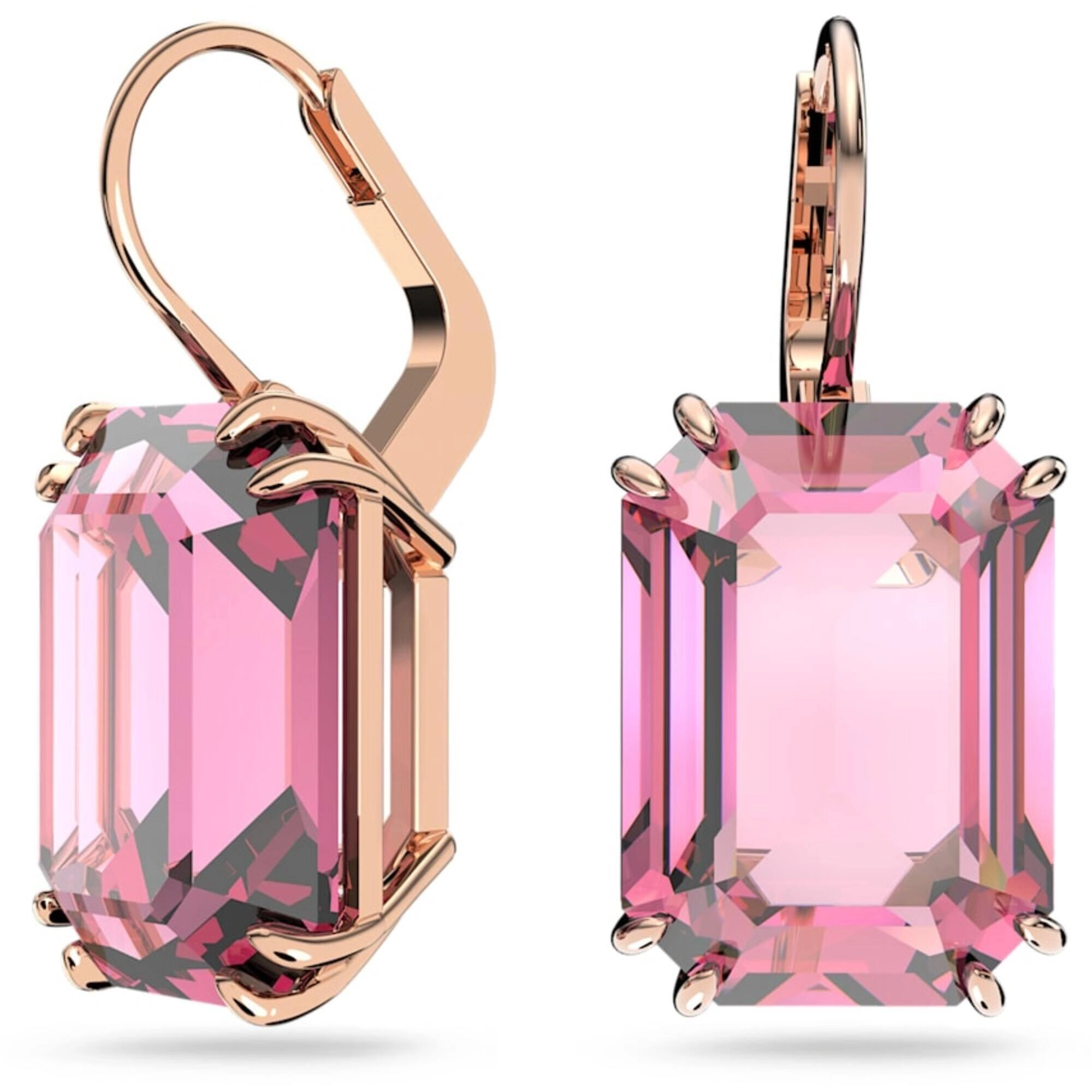 Swarovski Women's Earrings - Millenia Octagon Cut Pink Drop Rose Gold Tone | 5619502