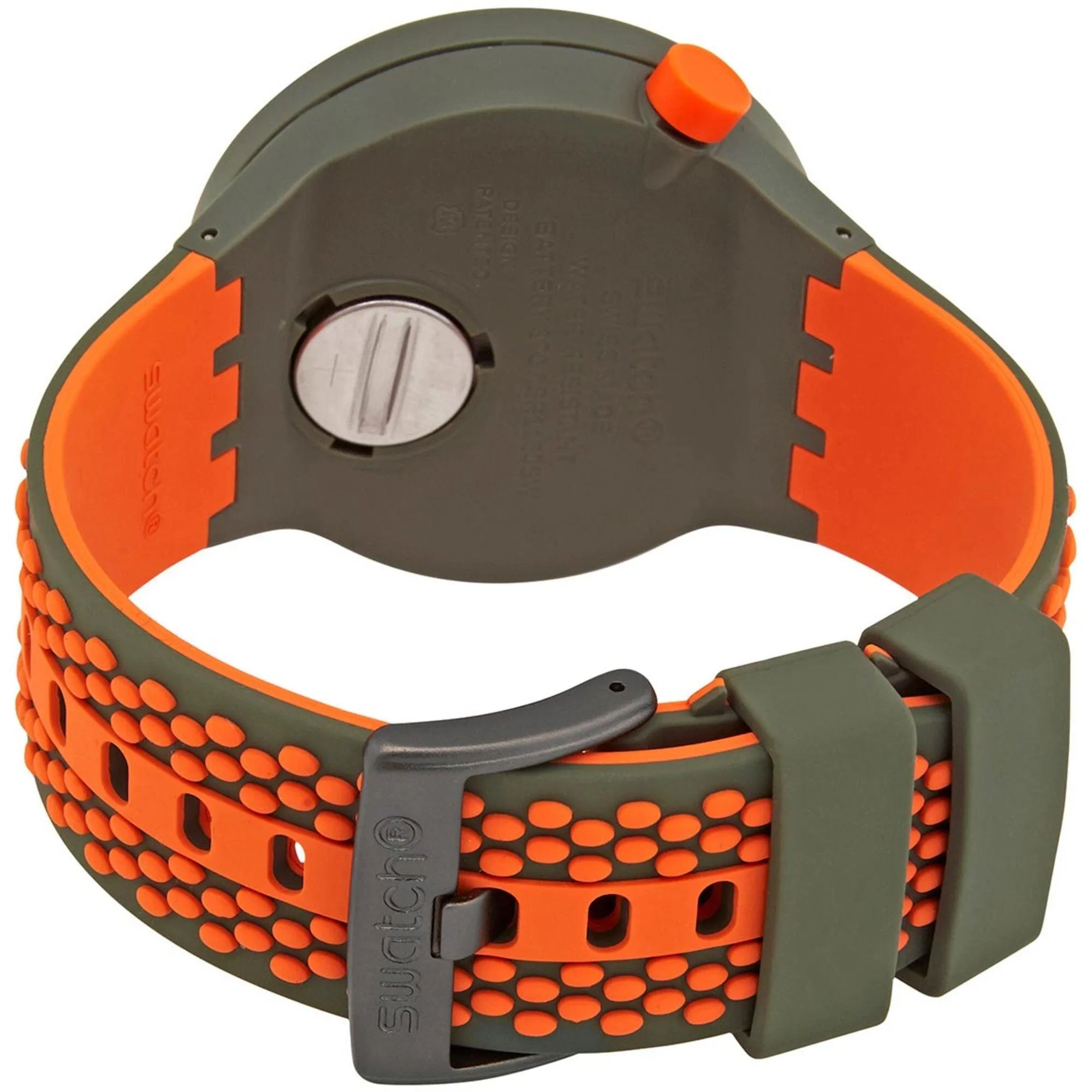Swatch Men's Watch - Big Bold Bbbeauty Grey Dial Green and Orange Strap | SO27M101