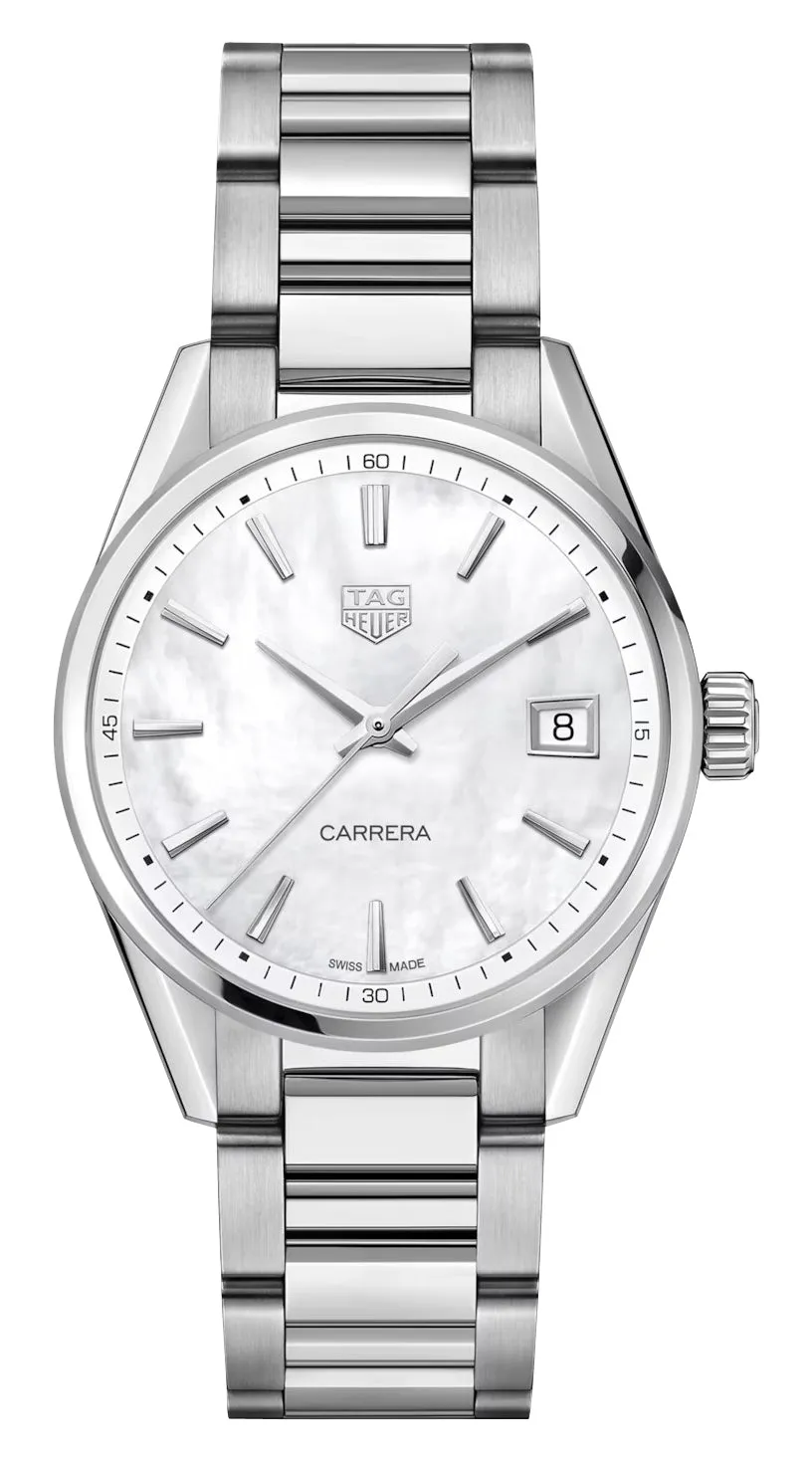 TAG Heuer Carrera Stainless Steel Mother-Of-Pearl Dial Date Quartz Womens Watch WBK1311.BA0652