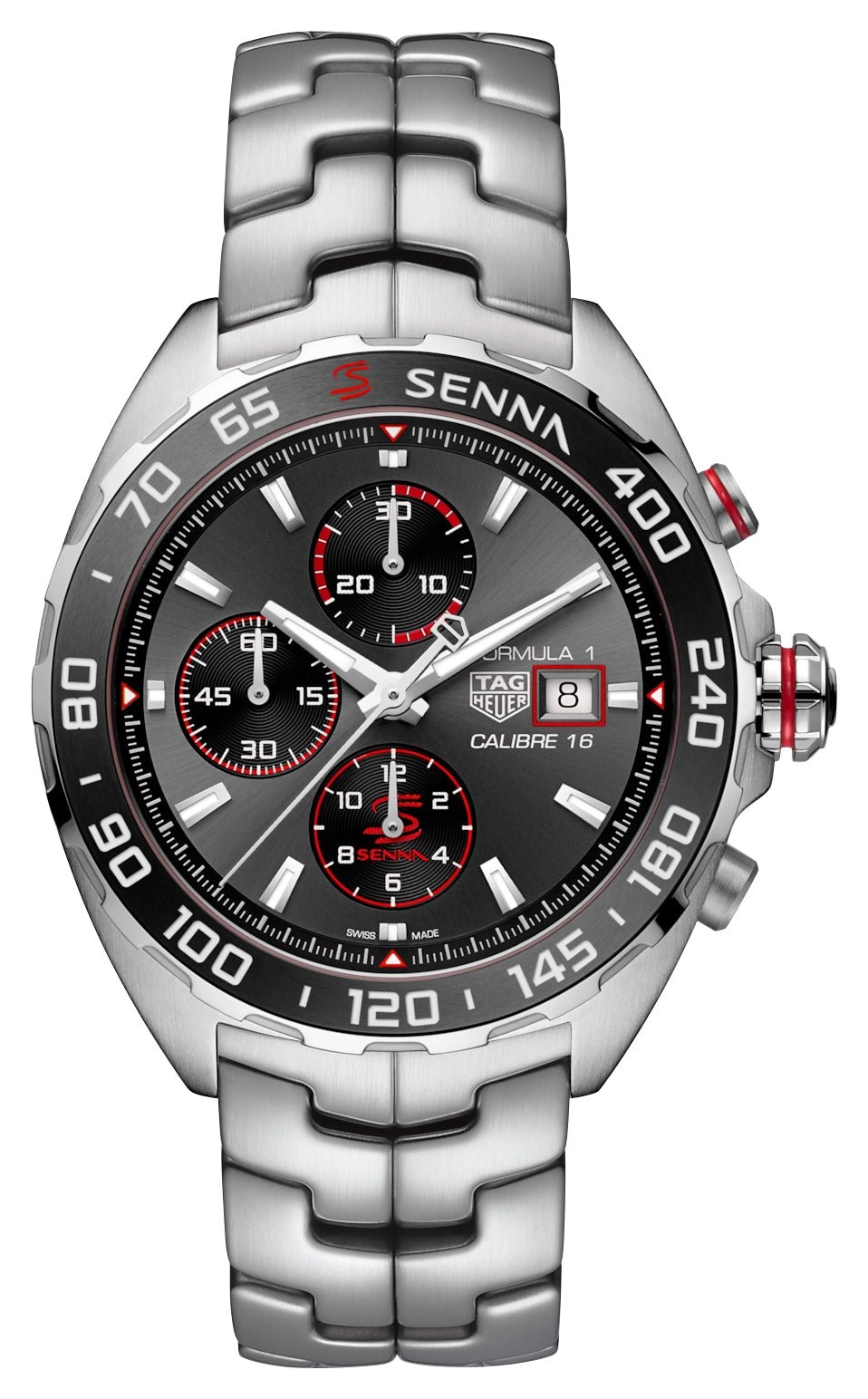 TAG Heuer Formula 1 x Senna Special Edition Automatic Chronograph Stainless Steel Gray Dial Date Divers Mens Watch CAZ201D.BA0633