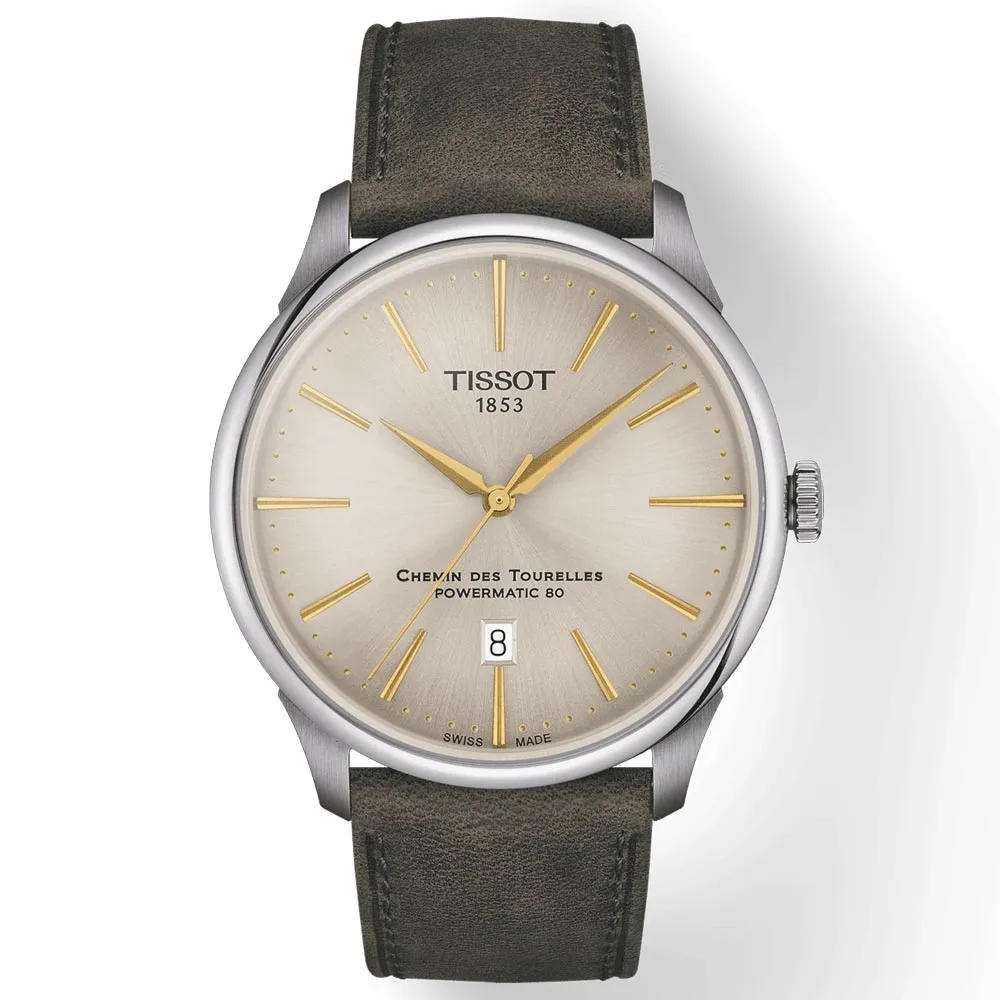 Tissot Chemin Des Tourelles Powermatic 80 42mm Ivory Dial Automatic Gents Watch T1394071626100