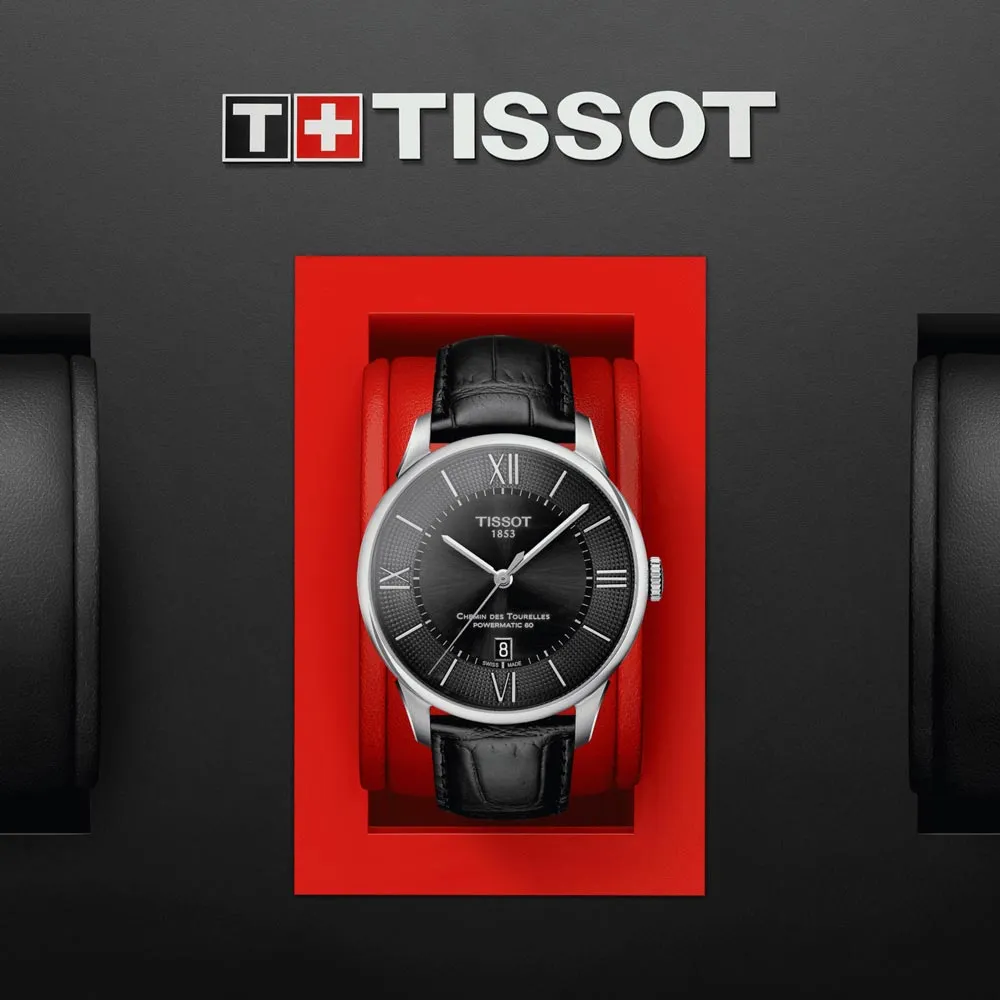 Tissot Chemin Des Tourelles Powermatic 80 Black Dial 42mm Automatic Gents Watch T0994071605800