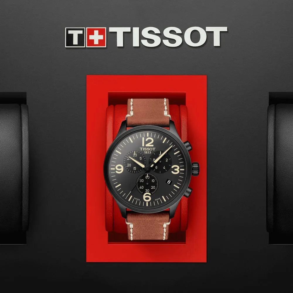 Tissot Chrono XL 45mm Black Dial Black PVD Steel Quartz Gents Watch T1166173605700