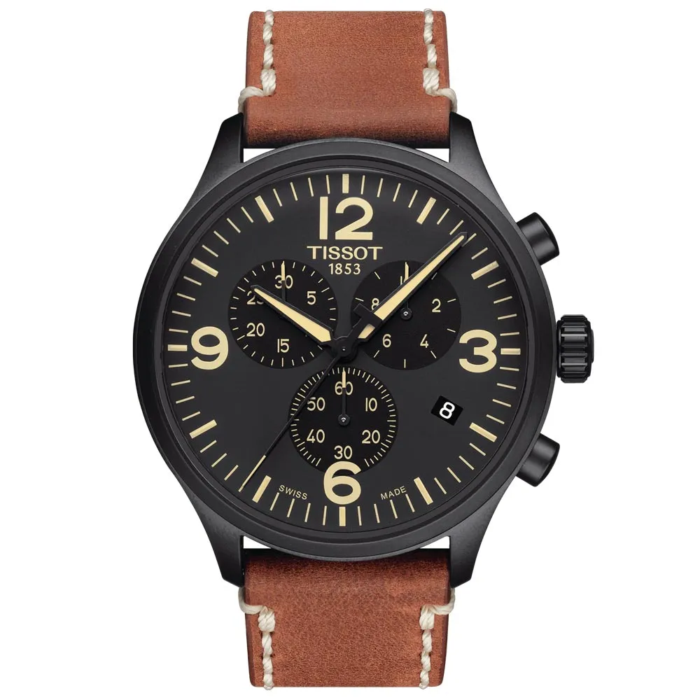 Tissot Chrono XL 45mm Black Dial Black PVD Steel Quartz Gents Watch T1166173605700