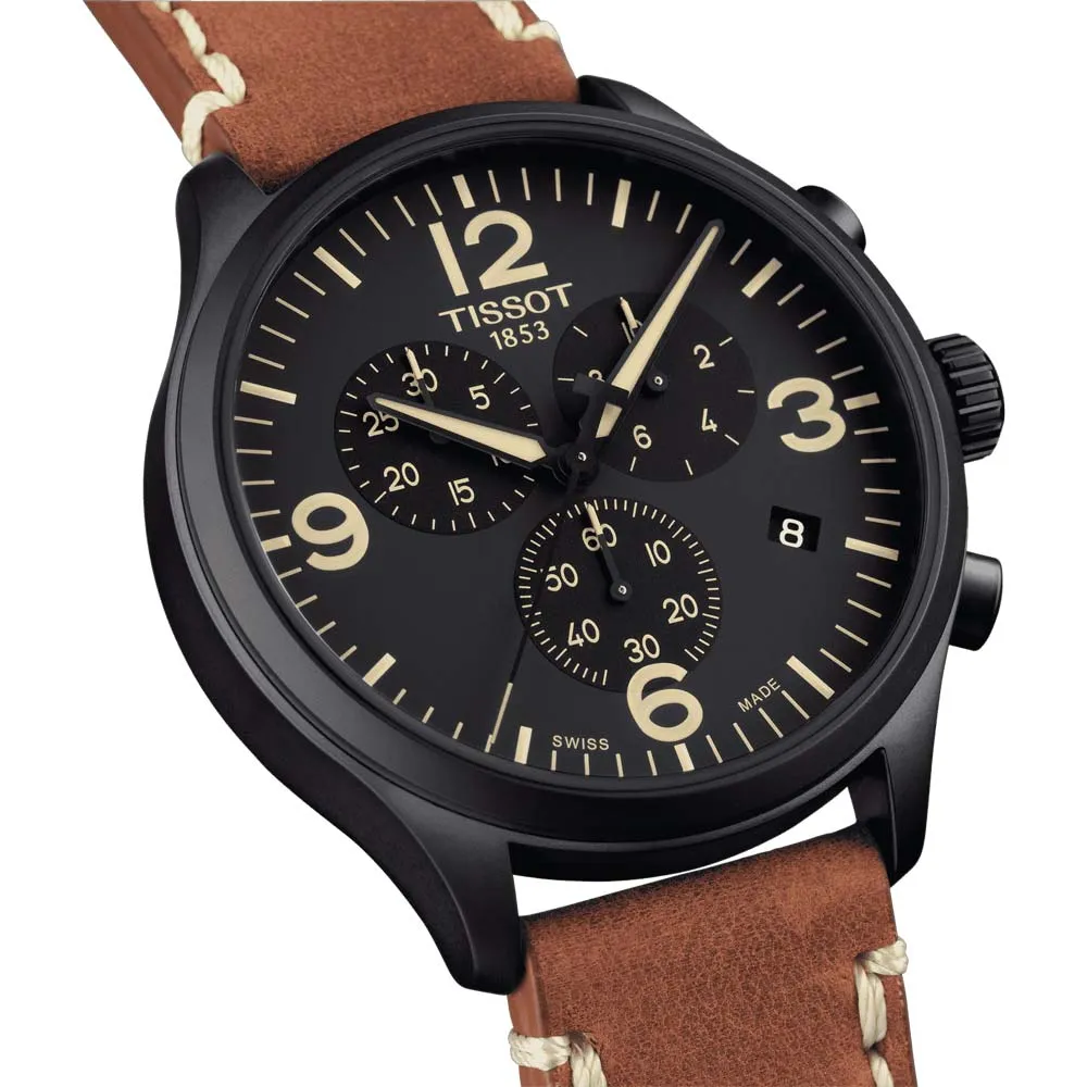 Tissot Chrono XL 45mm Black Dial Black PVD Steel Quartz Gents Watch T1166173605700
