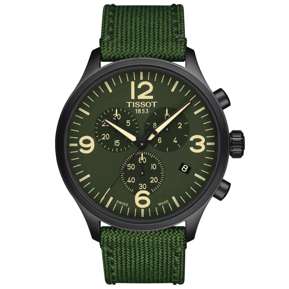 Tissot Chrono XL 45mm Green Dial Back PVD Steel Gents Quartz Watch T1166173709700