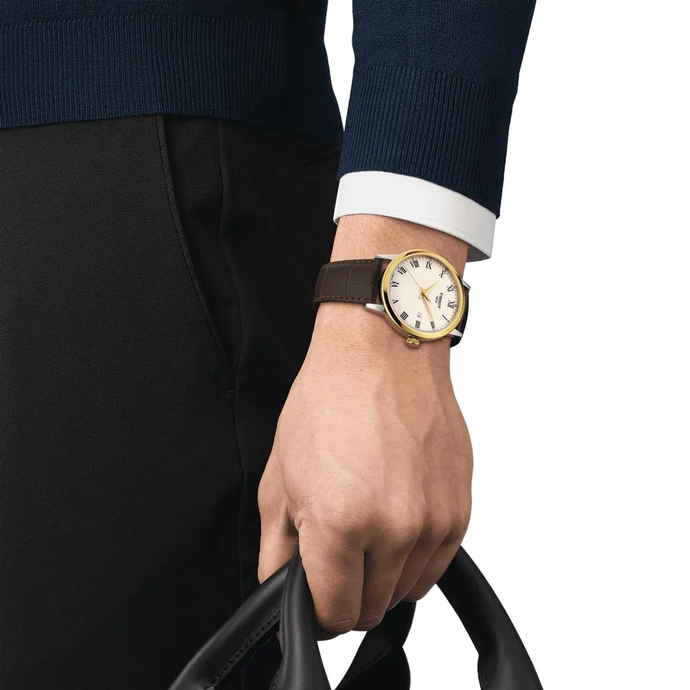 Tissot Classic Dream 42mm Ivory Dial Yellow Gold PVD Steel Gents Quartz Watch T1294102626300
