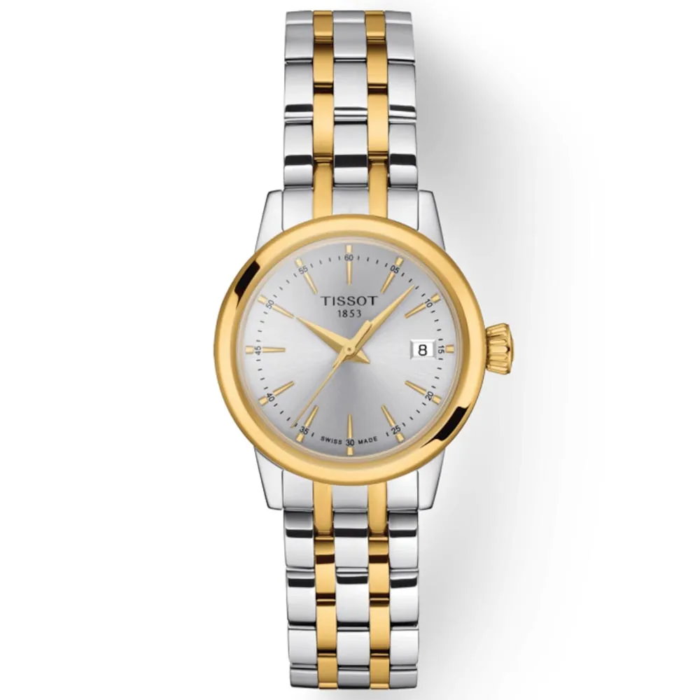 Tissot Classic Dream Lady 28mm Silver Dial Yellow Gold PVD Steel Quartz Watch T1292102203100