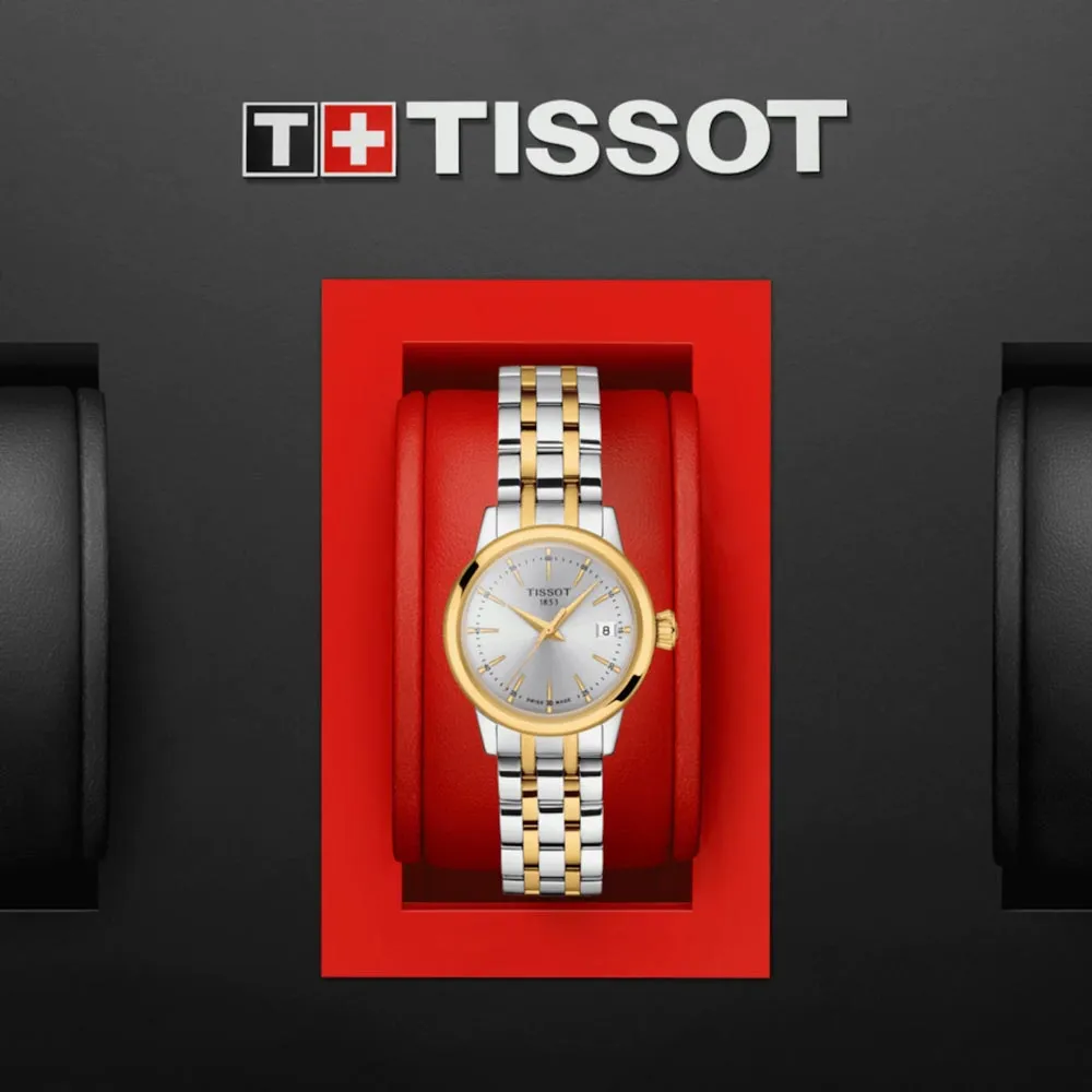 Tissot Classic Dream Lady 28mm Silver Dial Yellow Gold PVD Steel Quartz Watch T1292102203100