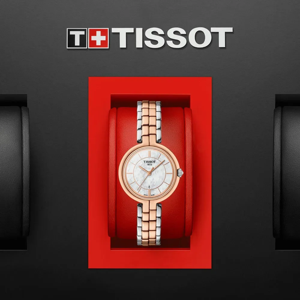 Tissot Flamingo 30mm MOP Dial Rose Gold PVD Steel Ladies Quartz Watch T0942102211100