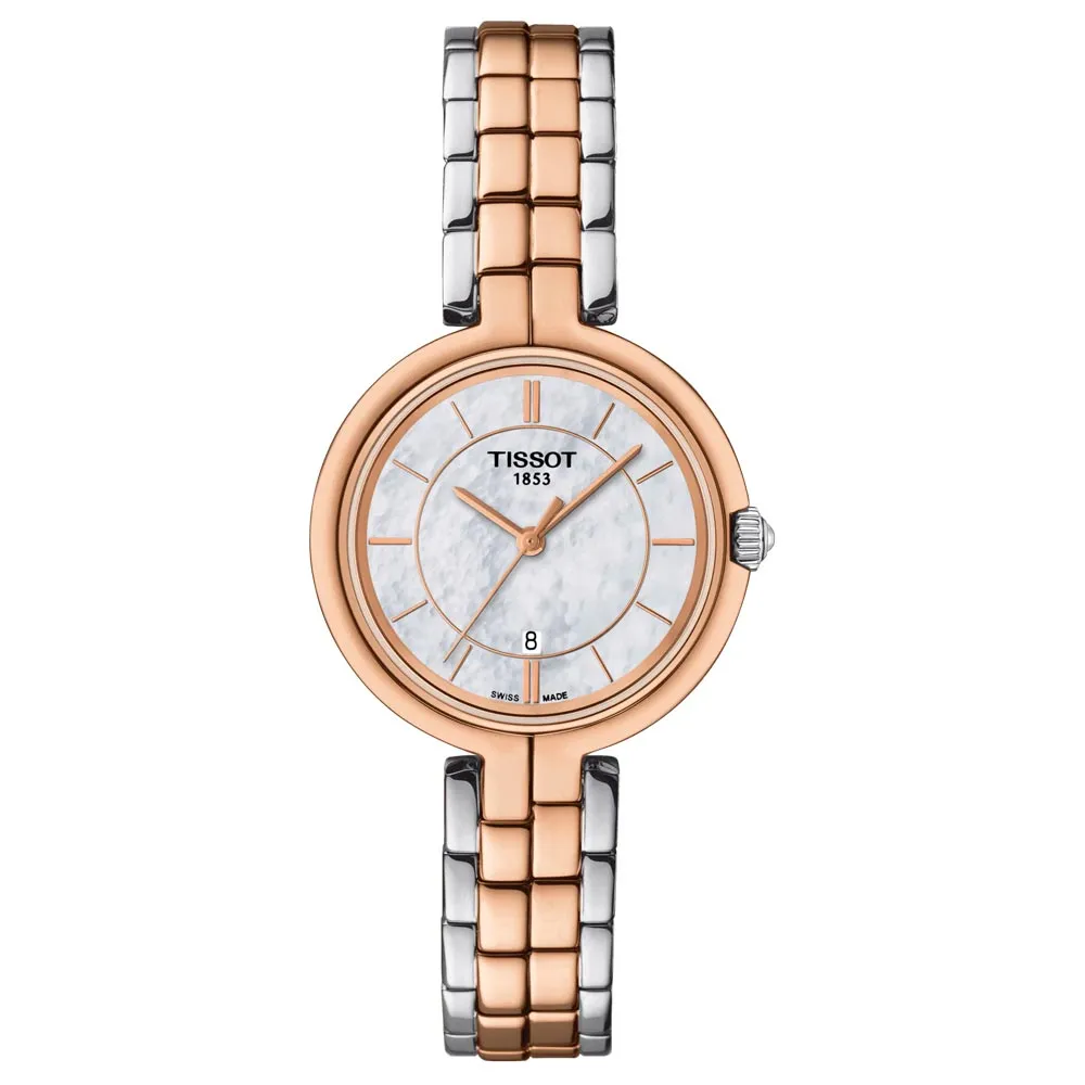 Tissot Flamingo 30mm MOP Dial Rose Gold PVD Steel Ladies Quartz Watch T0942102211100