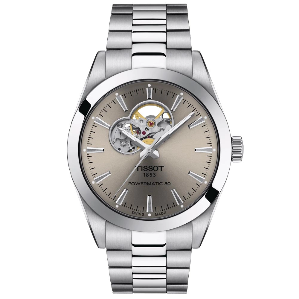 Tissot Gentleman Powermatic 80 Open Heart 40mm Rhodium Dial Automatic Gents Watch T1274071108100