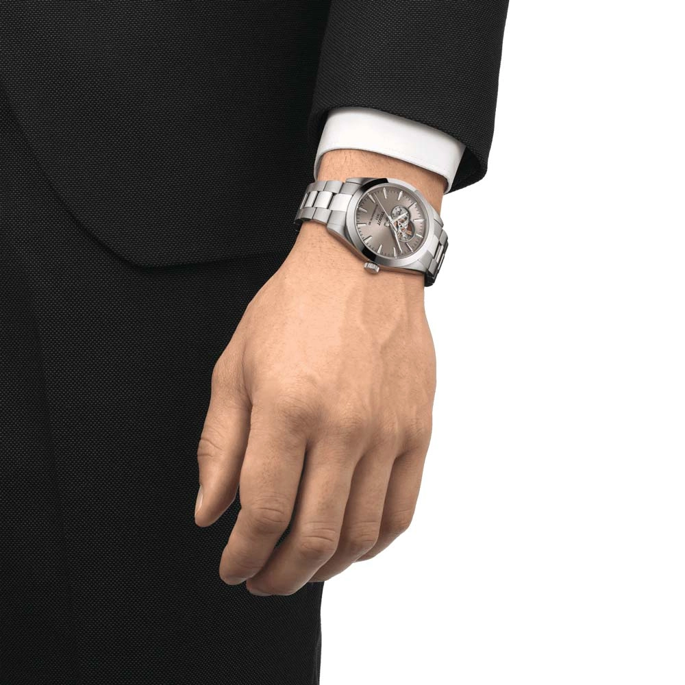 Tissot Gentleman Powermatic 80 Open Heart 40mm Rhodium Dial Automatic Gents Watch T1274071108100