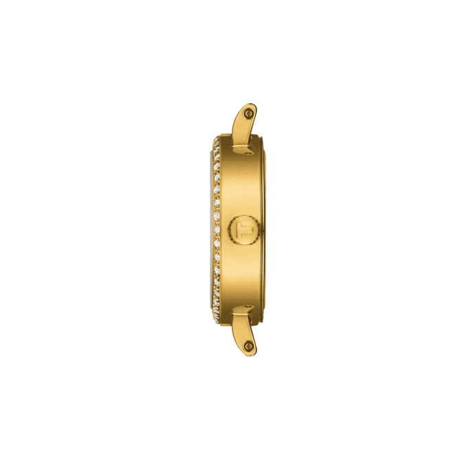 Tissot Lovely Round 19.5mm MOP Diamond Dot Dial Yellow Gold PVD Steel Ladies Quartz Watch T1400096302600