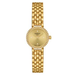 Tissot Lovely Round 19.5mm MOP Diamond Dot Dial Yellow Gold PVD Steel Ladies Quartz Watch T1400096302600