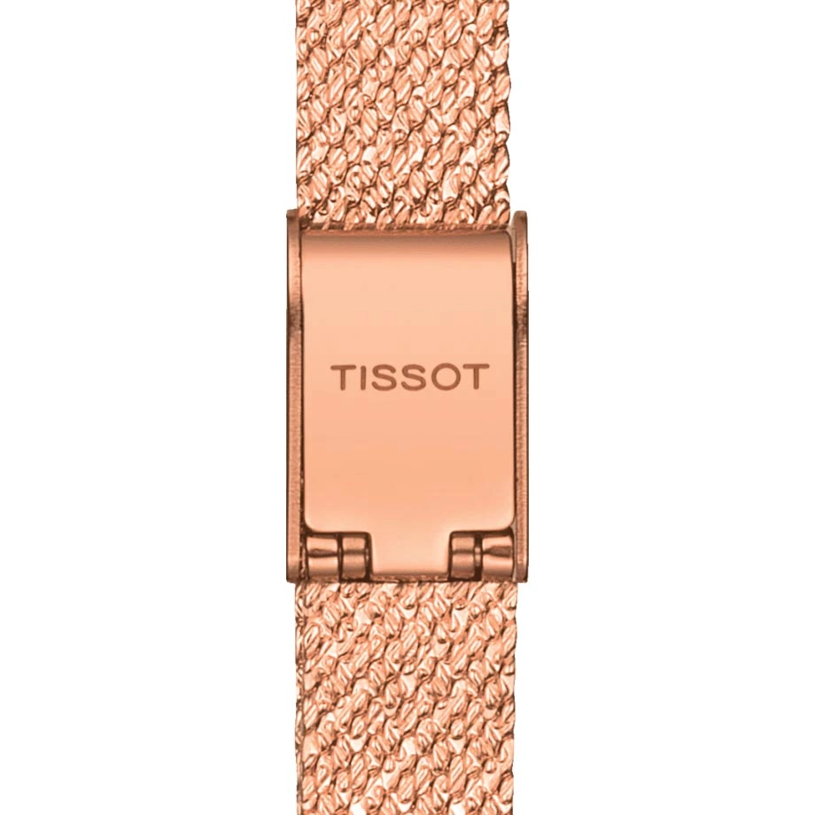 Tissot Lovely Square 20mm Cream Diamond Dot Dial Rose Gold PVD Steel Ladies Quartz Watch T0581093345600