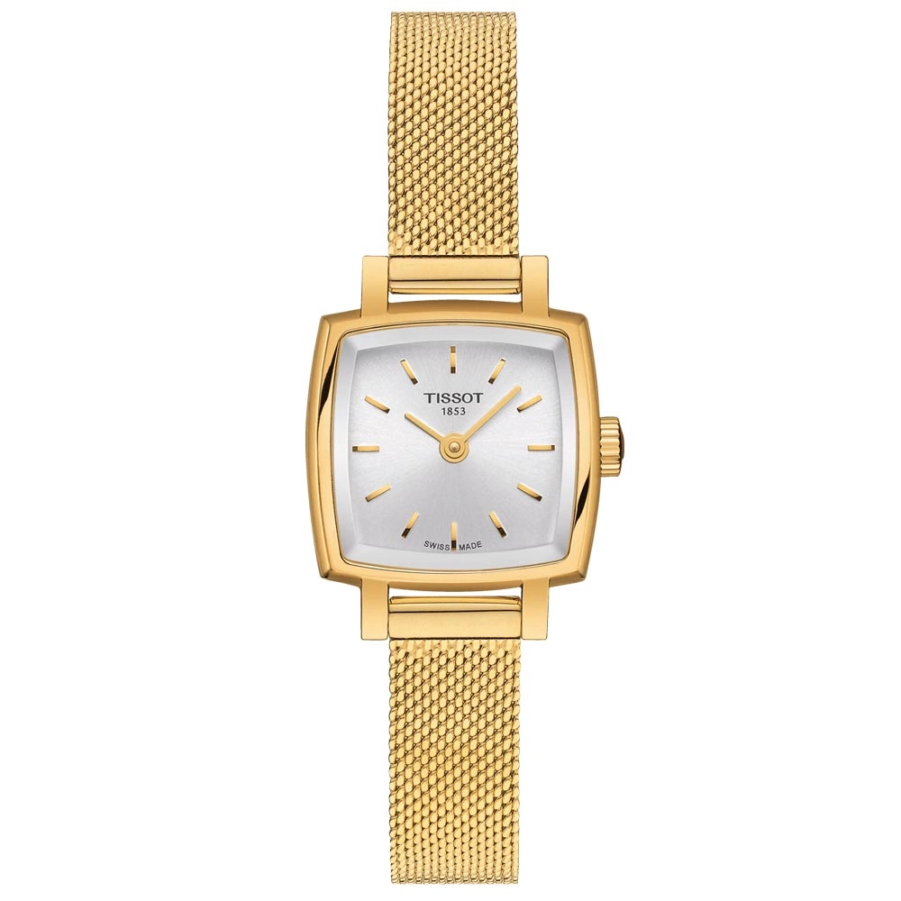 Tissot Lovely Square 20mm Silver Dial Gold PVD Steel Ladies Quartz Watch T0581093303100