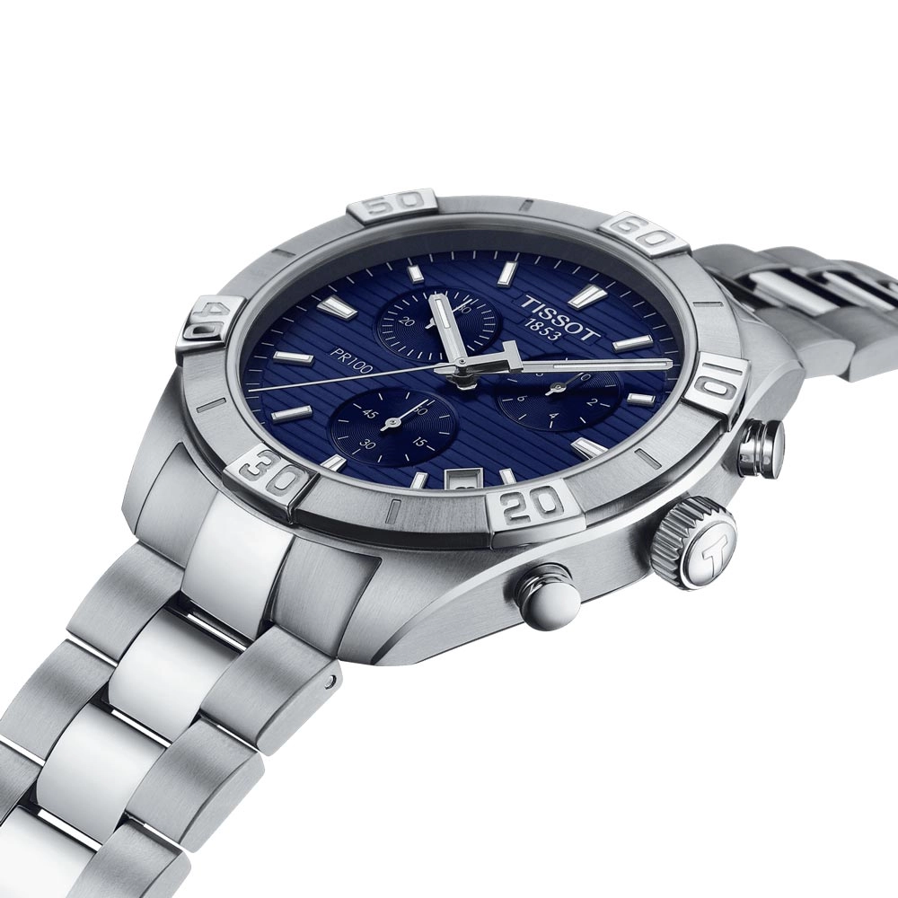 Tissot PR 100 Sport 44mm Blue Dial Quartz Chronograph Gents Watch T1016171104100