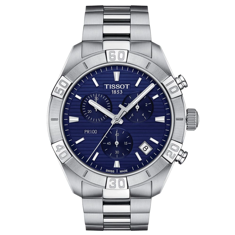 Tissot PR 100 Sport 44mm Blue Dial Quartz Chronograph Gents Watch T1016171104100