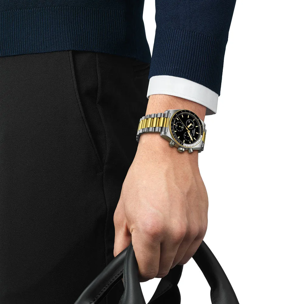 Tissot PR516 Chronograph 40mm Black Dial Yellow Gold PVD Steel Quartz Gents Watch T1494172205100