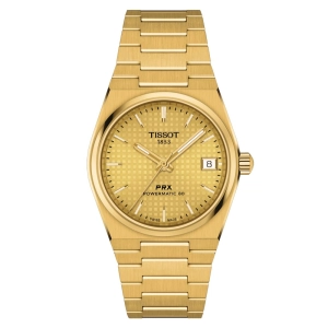 Tissot PRX Powermatic 80 Champagne Dial 35mm Gold PVD Steel Automatic Watch T1372073302100