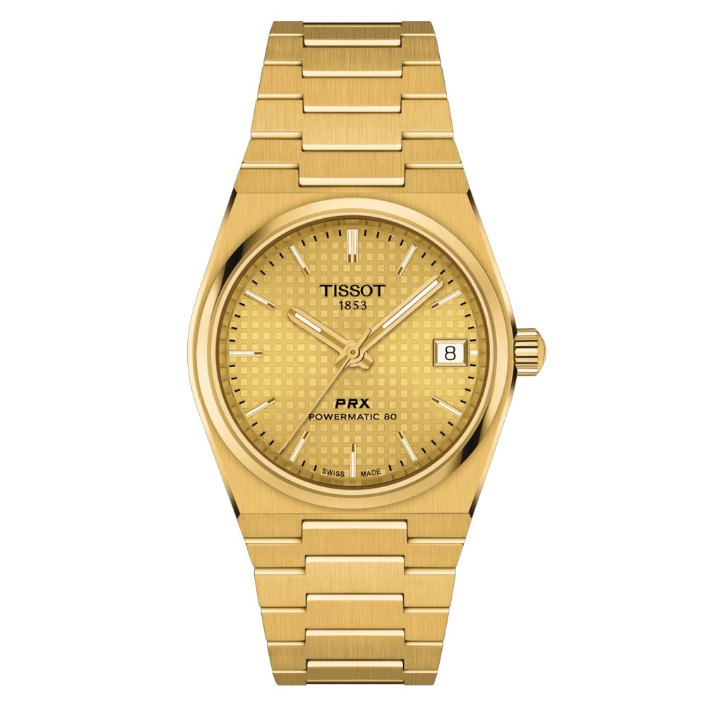 Tissot PRX Powermatic 80 Champagne Dial 35mm Gold PVD Steel Automatic Watch T1372073302100