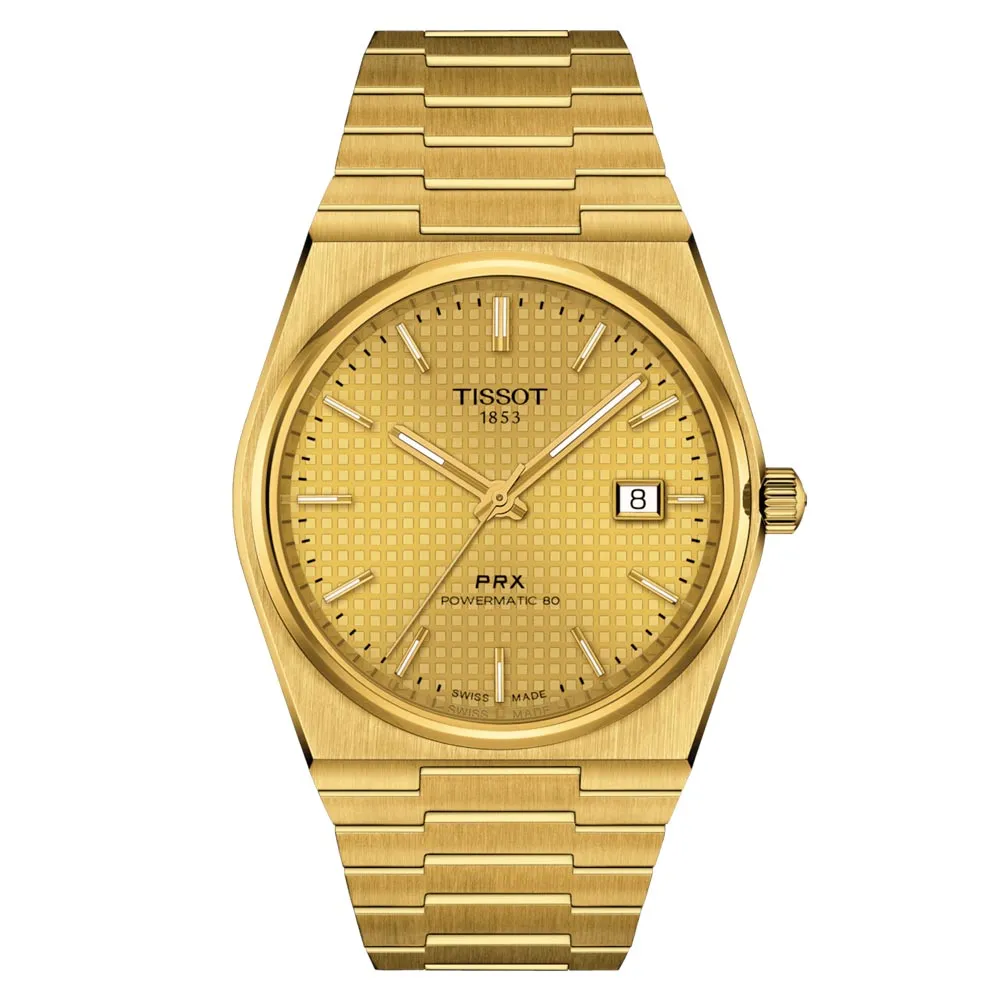 Tissot PRX Powermatic 80 Champagne Dial 40mm Gold PVD Steel Automatic Gents Watch T1374073302100