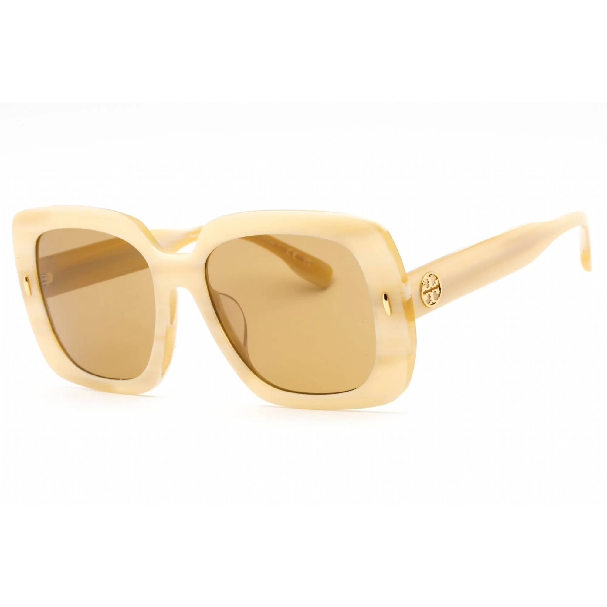 Tory Burch Women's Sunglasses - Ivory Horn Square Frame Brown Lens | 0TY7193U 195073