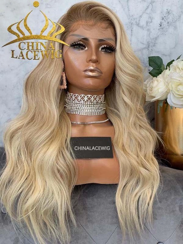 Transparent Lace Ombre Blonde Color 150% Density Body Wave Lace Front Wigs CF434