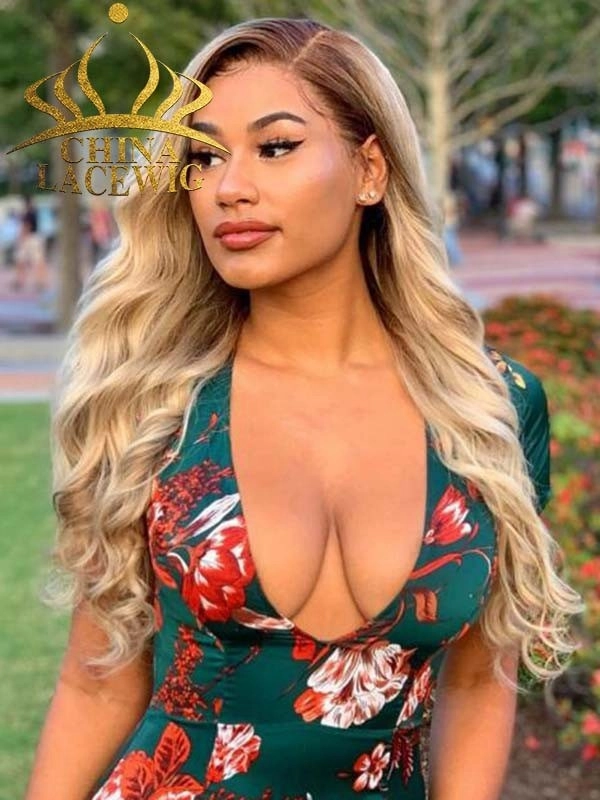 Transparent Lace Ombre Blonde Color 150% Density Body Wave Lace Front Wigs CF434
