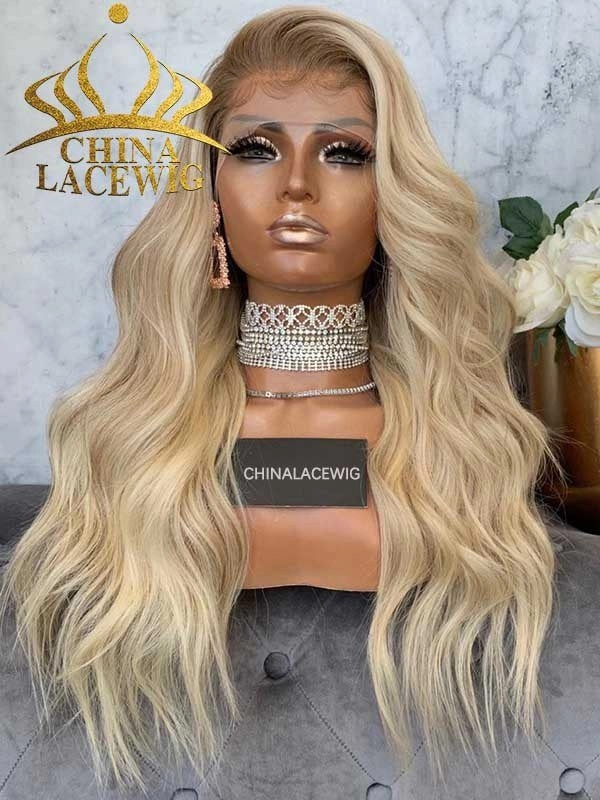 Transparent Lace Ombre Blonde Color 150% Density Body Wave Lace Front Wigs CF434