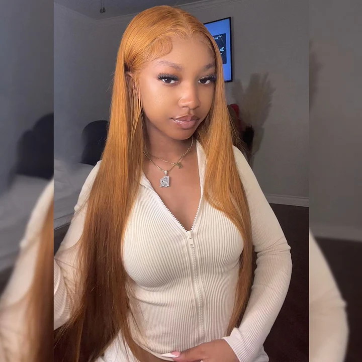 Tuneful Ginger Color 13x6 Lace Front Human Hair Straight Wigs Bogo Deal