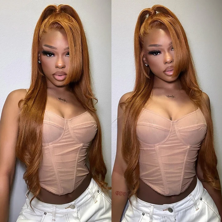 Tuneful Ginger Color 13x6 Lace Front Human Hair Straight Wigs Bogo Deal