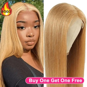 Tuneful Honey Blonde Colored 13x4 Lace Frontal Human Hair 180% Density Straight Wigs Bogo Deal