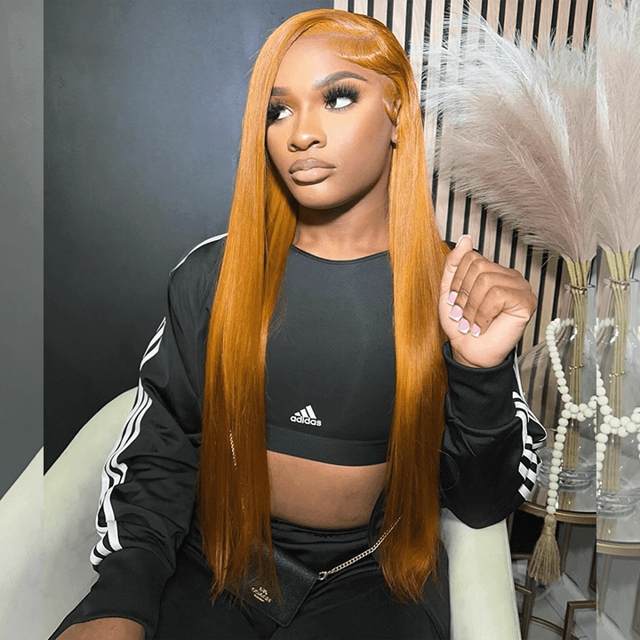 Tuneful Light Ginger 13x6 6x5 Lace Front Closure Ready To Wear Colored Glueless Human Hair Wigs