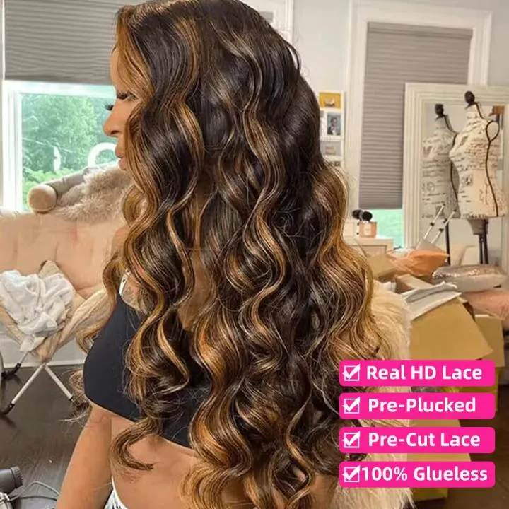 Tuneful Ombre Hight #1B/30 13x6 6x5 Lace Front Closure Ready To Wear Colored Human Hair Wigs