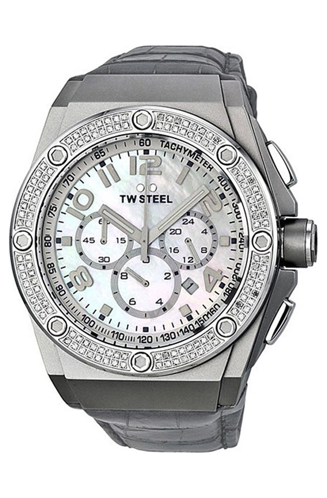 TW Steel CEO Chronograph Date Stainless Steel CE4005 Diamond Bezel Mother of Pearl Mens Watch Quartz