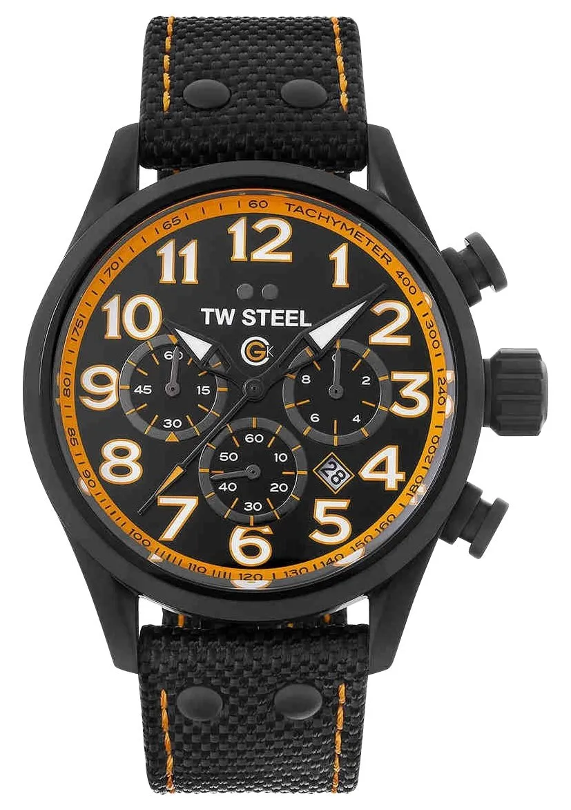 TW Steel Volante GCK Rallycross Special Edition Chronograph Black PVD Black Dial Black Textile Strap Date Quartz Mens Watch TW981