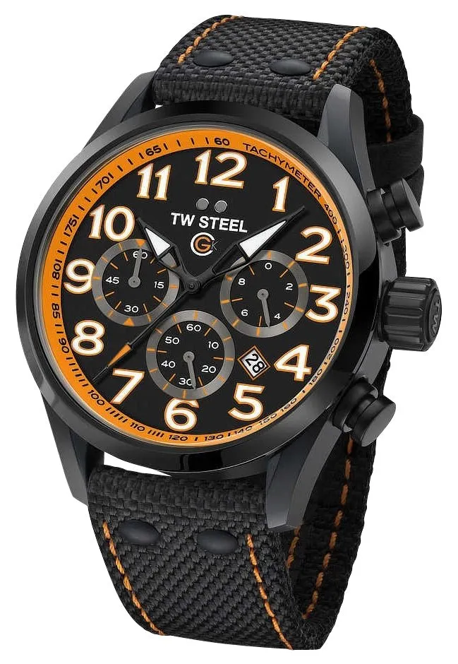 TW Steel Volante GCK Rallycross Special Edition Chronograph Black PVD Black Dial Black Textile Strap Date Quartz Mens Watch TW981