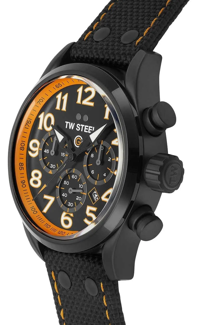 TW Steel Volante GCK Rallycross Special Edition Chronograph Black PVD Black Dial Black Textile Strap Date Quartz Mens Watch TW981