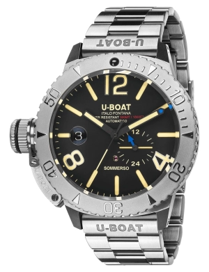 U-Boat Sommerso Automatic Stainless Steel Black Dial Date Divers Mens Watch 9007/A/MT