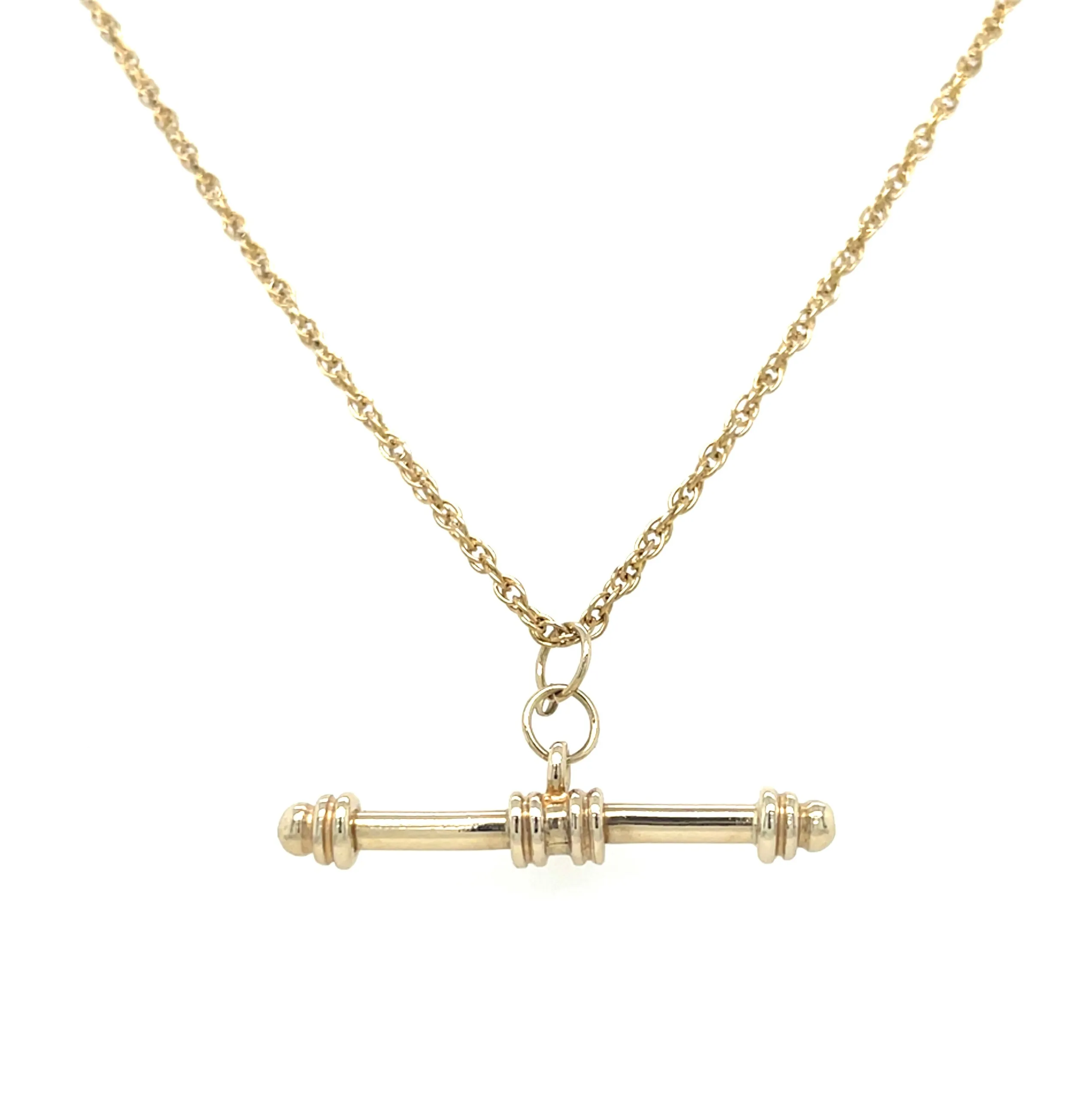 Vintage 9ct Yellow Gold Dainty Chain T Bar Necklace