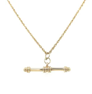 Vintage 9ct Yellow Gold Dainty Chain T Bar Necklace